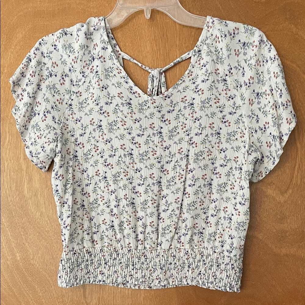 Paper Crane Cream and Purple Floral Blouse